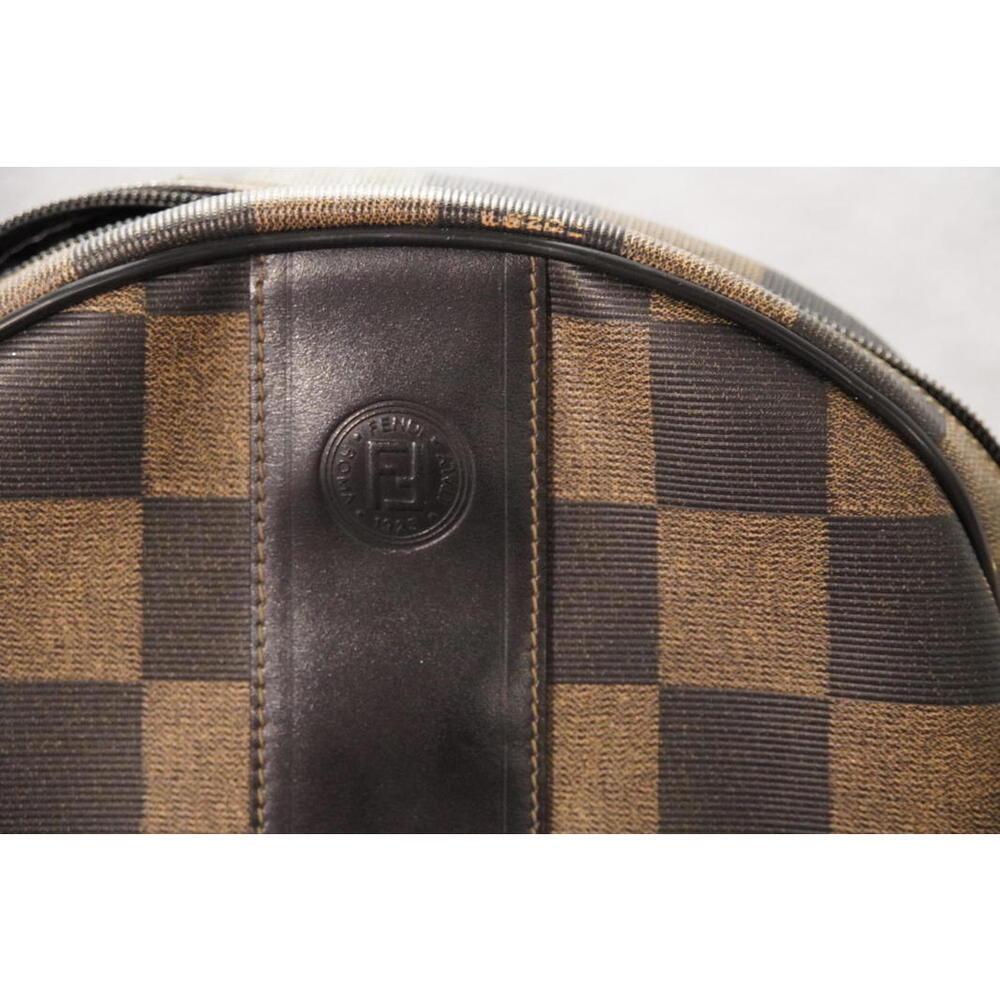 Fendi Vintage Brown Checkered Leather Crossbody Bag